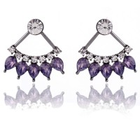 Amethyst Crystal Marquise Pendulum Stud Earrings